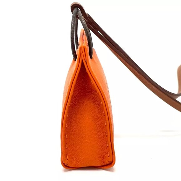 UNUSED HERMES Shopper charm Sac Orange strap charm Anyo Miro / Swift Orange - Picture 9 of 11